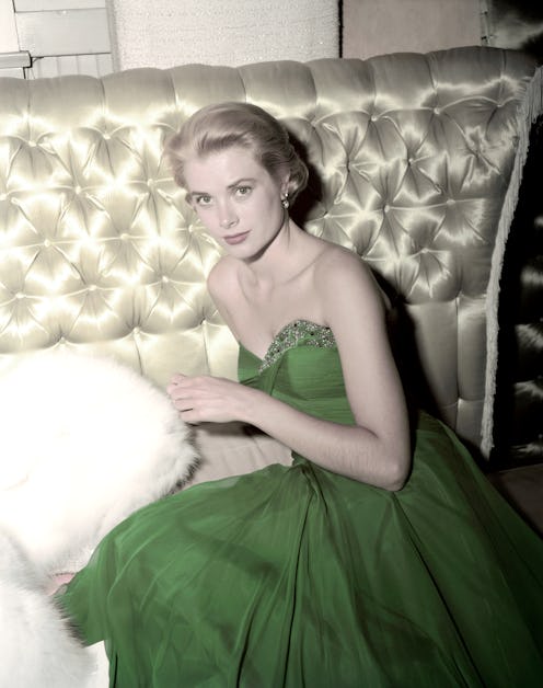 Grace Kelly in a green dress for St. Patrick's Day in 1954.