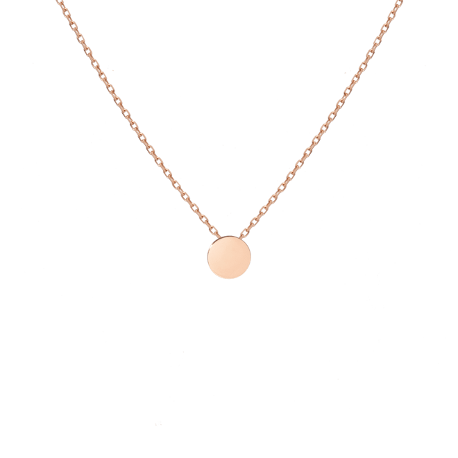 Mini medallion engravable rose gold necklace from Aurate.
