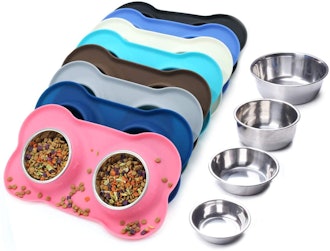 Vivaglory Dog Bowls with Silicone Mat