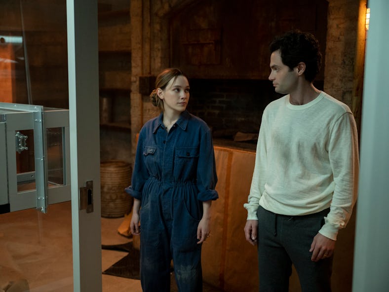 VICTORIA PEDRETTI as LOVE QUINN and PENN BADGLEY as JOE GOLDBERG in Netflix's 'You' Season 3