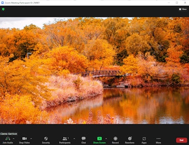 These fall Zoom backgrounds include pretty fall foliage in the country.