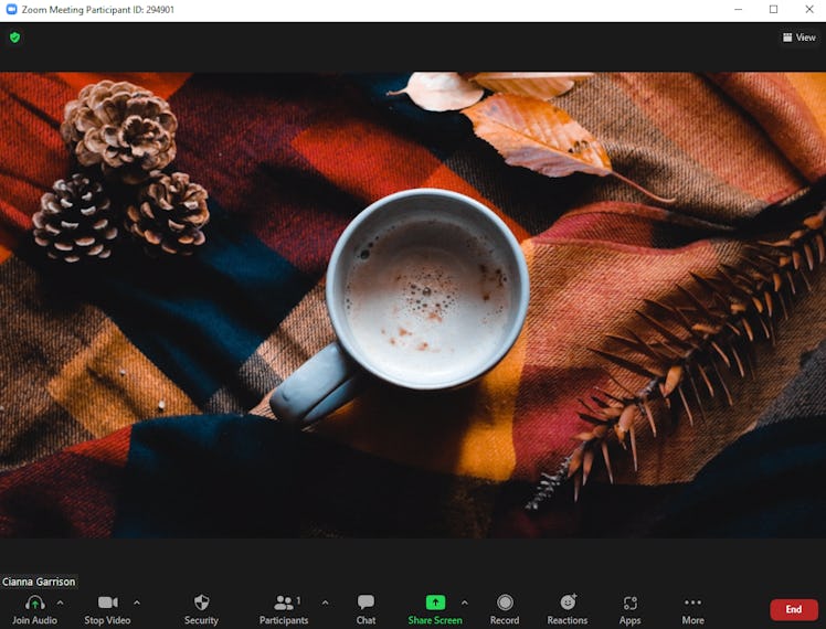 These fall Zoom backgrounds include a cozy latte scene.