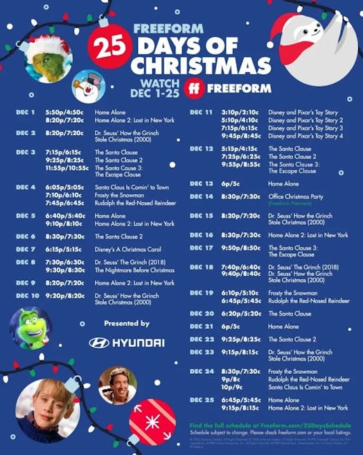 Freeform's 25 Days of Christmas Schedule