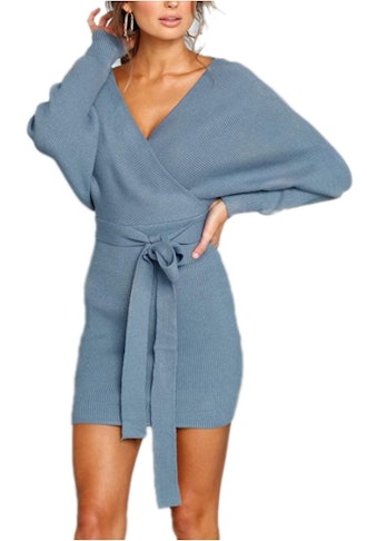 Mansy Batwing Backless Sweater Dress