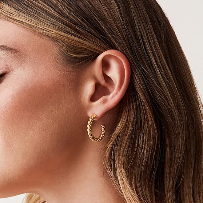 PAVOI 14K Gold-Plated Twisted Rope Hoop Earrings 