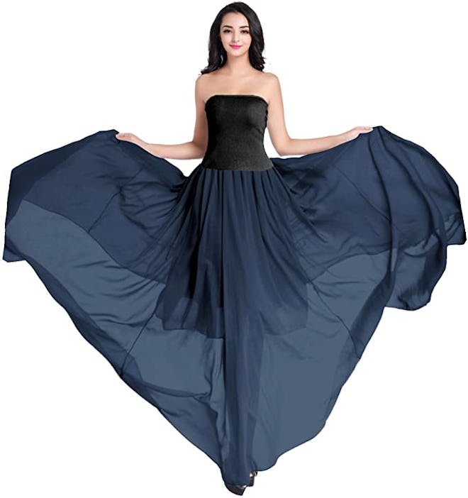 v28 Pleated Retro Maxi Chiffon Skirt