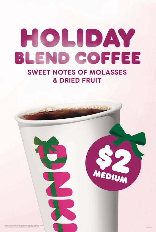 Dunkin's holiday 2021 coffee deal will score you a brew for $2.