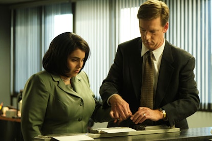 Beanie Feldstein as Monica Lewinsky, Brian Maillard as Agent Fallon in 'Impeachment: American Crime ...