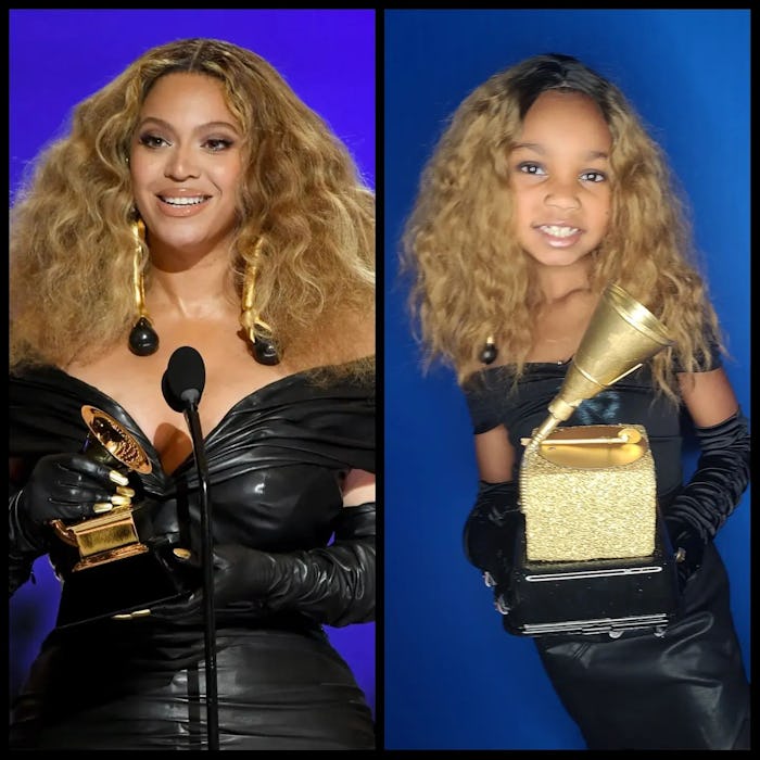 7-year-old Ava Marie dressed up as Beyoncé for Halloween.