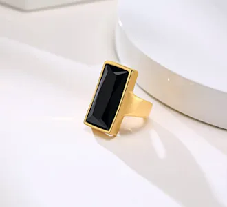 VNOX Chunky Gold Stainless Steel And Crystal Ring