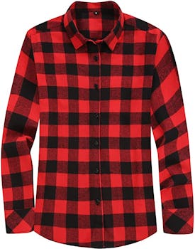 Souactimuy Long Sleeve Casual Plaid Button Down