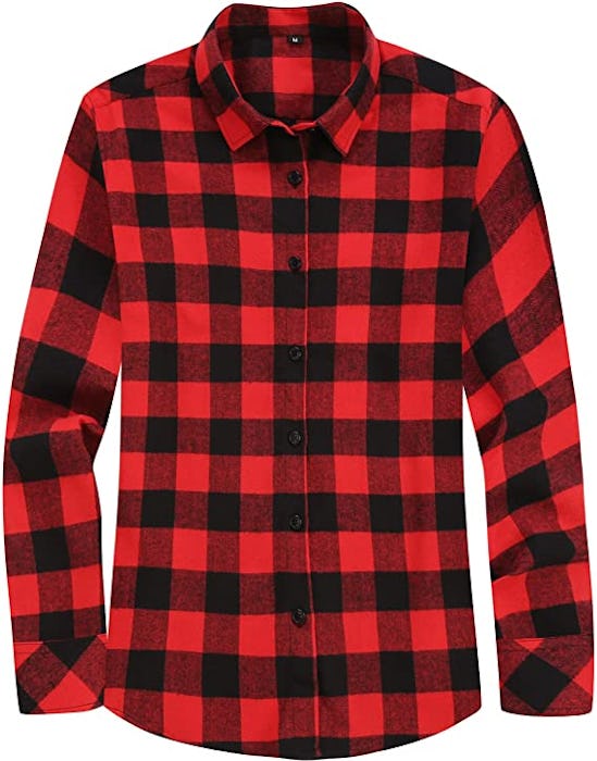 Souactimuy Long Sleeve Casual Plaid Button Down