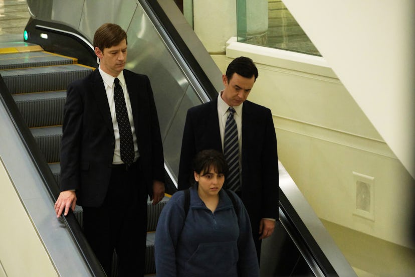 Brian Maillard as Agent Fallon, Beanie Feldstein as Monica Lewinsky, and Colin Hanks as Mike Emmick …