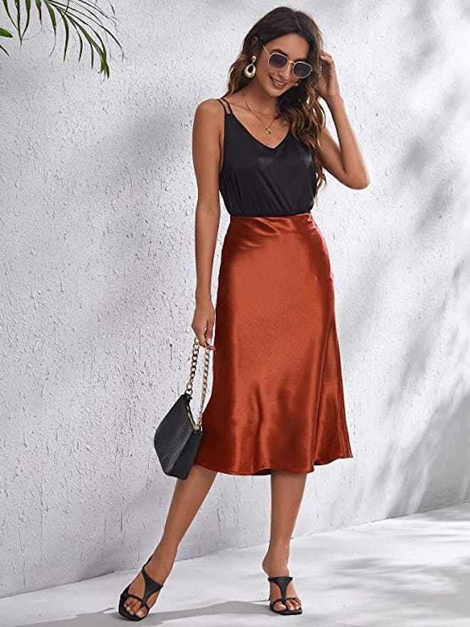 SheIn Satin Midi Skirt