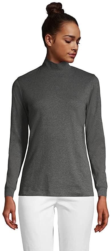 Lands' End Cotton Long Sleeve Mock Turtleneck