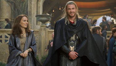 Natalie Portman as Jane Foster and Chris Hemsworth as Thor in Thor: The Dark World