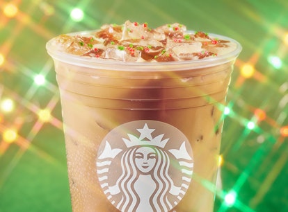 Starbucks’ Iced Sugar Cookie Almondmilk Latte tastes like a holiday treat.