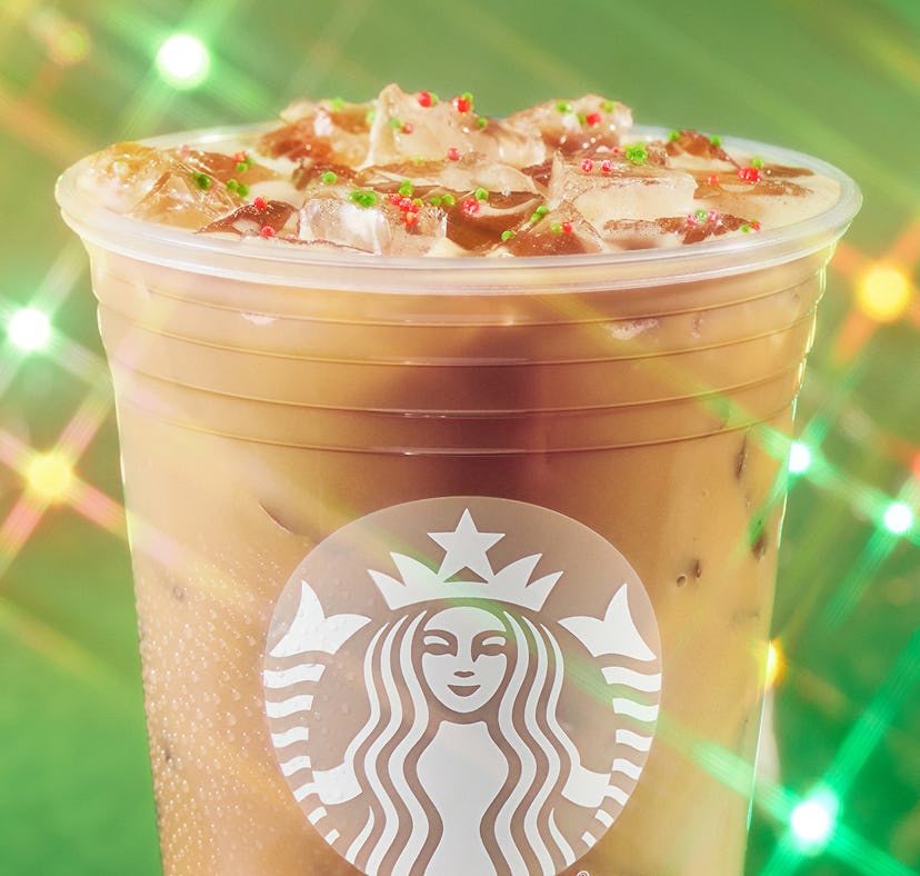 Starbucks’ Iced Sugar Cookie Almondmilk Latte tastes like a holiday treat.