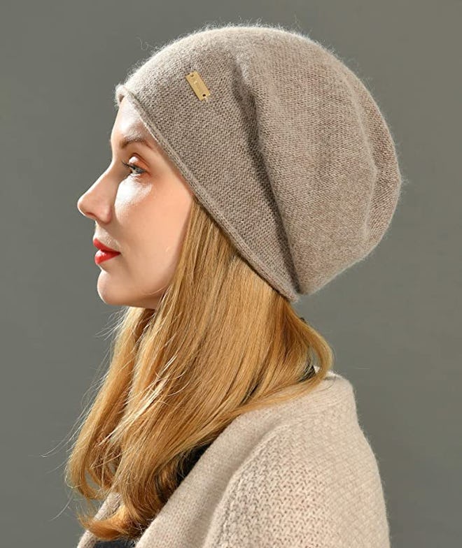 jaxmonoy Cashmere Slouchy Knit Beanie