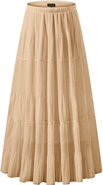 NASHALYLY Chiffon Elastic High Waist Maxi Skirt