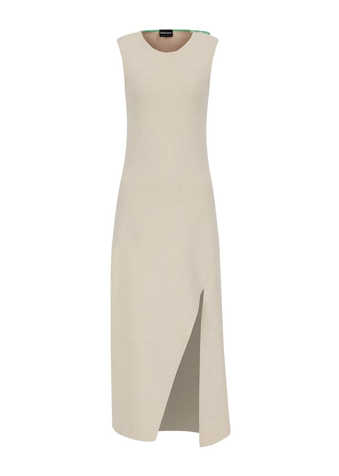 Sleeveless Long Dress In Cashmere And Silk
