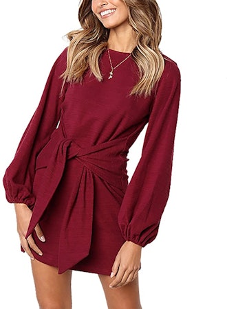 PRETTYGARDEN Tie Waist Knit Cocktail Dress