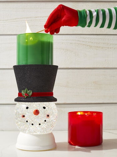 Water Globe Snowman Candle Holder