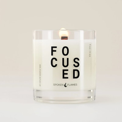 focused candle from spoken flames brand