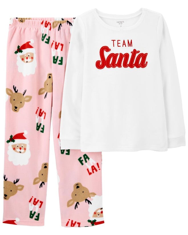 2-Piece Santa Cotton & Fleece PJs