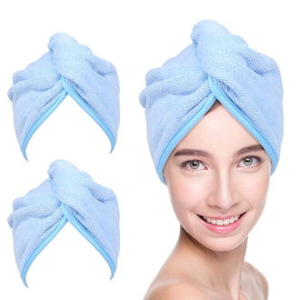YoulerTex Microfiber Hair Towel Wrap (2 Pack)