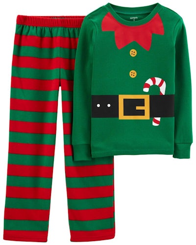 2-Piece Christmas Elf Cotton & Fleece PJs