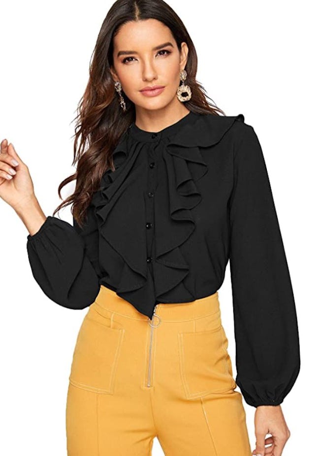 SheIn Long Sleeve Chiffon Blouse