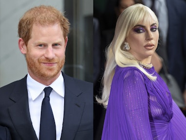 Diptych of Prince Harry and Lady Gaga.