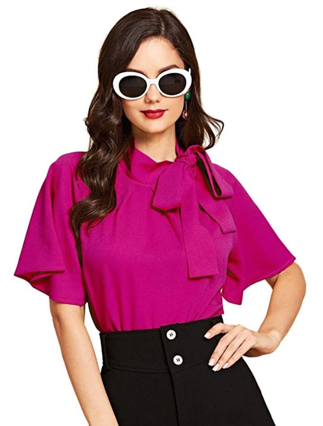 SheIn Side Bow Tie Blouse 