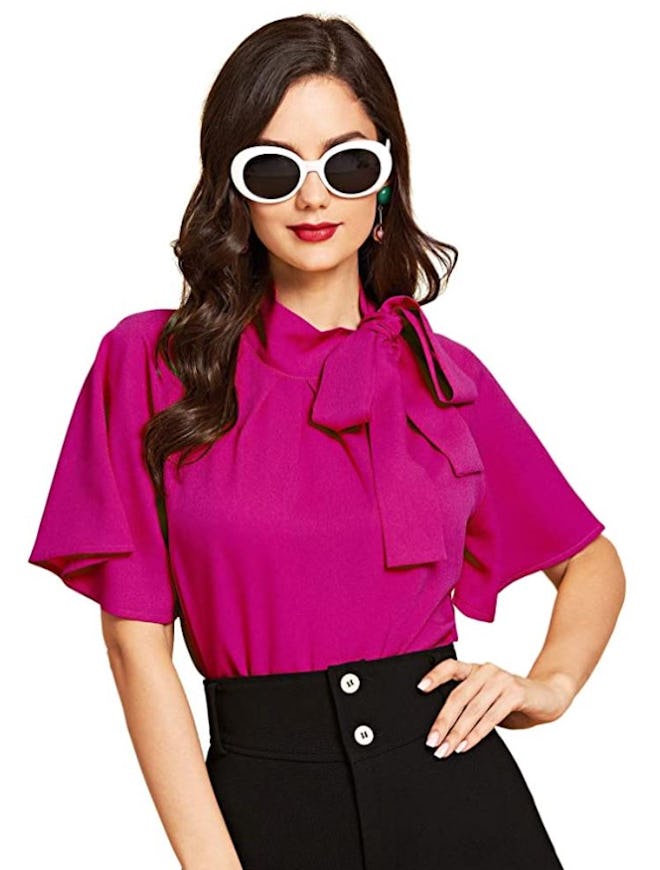 SheIn Side Bow Tie Blouse 