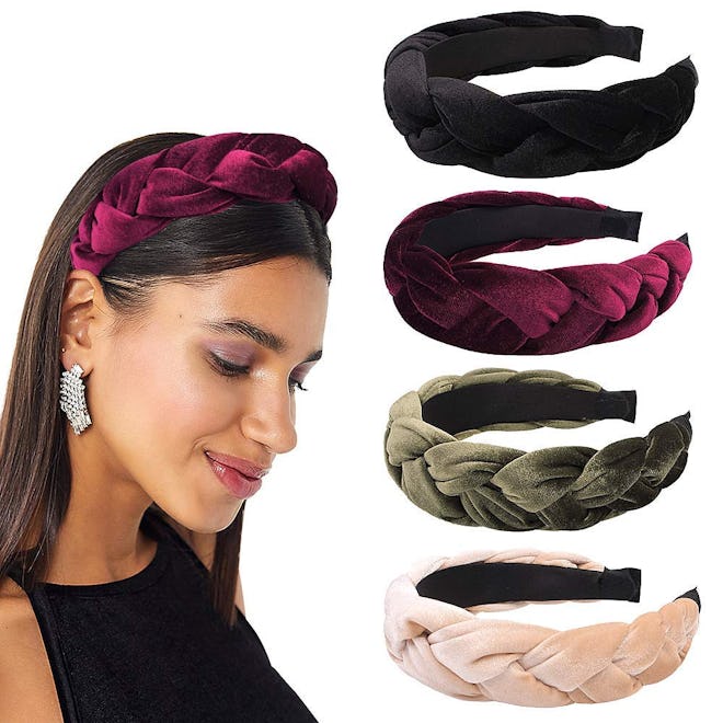 Ivyu Braided Velvet Headbands (4-Pack)