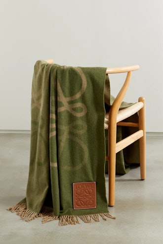 Leather-Trimmed Wool And Cashmere-Blend Blanket
