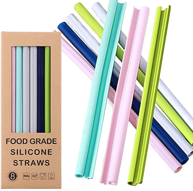 FORI Reusable Silicone Straws (8-Pack)