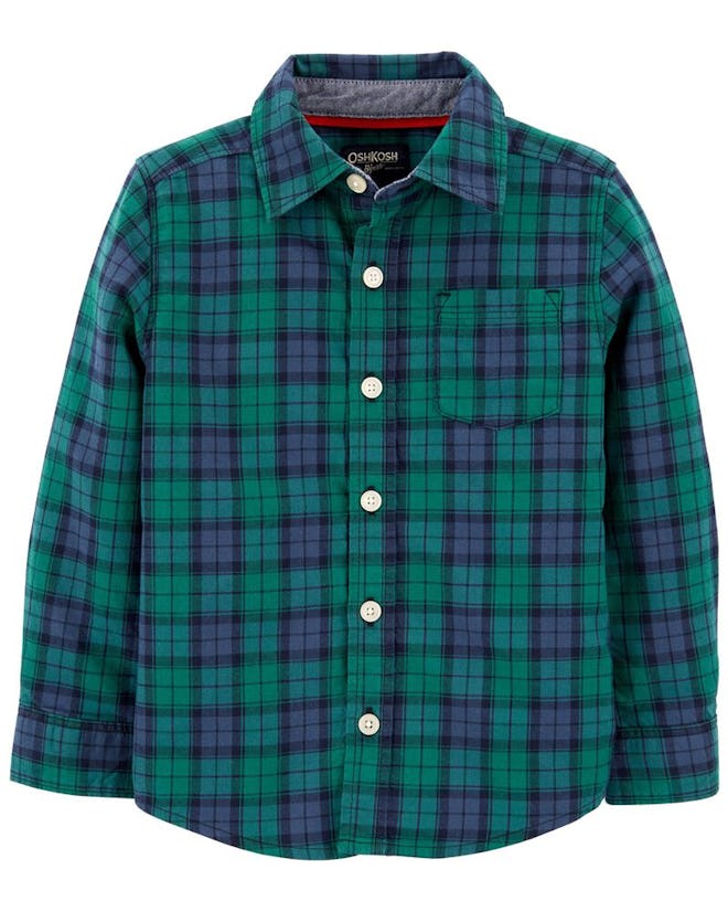 Plaid Flannel Button-Front Shirt