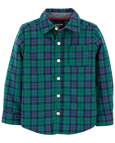 Plaid Flannel Button-Front Shirt