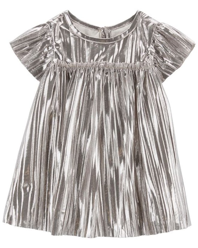 Metallic Pleated Dress