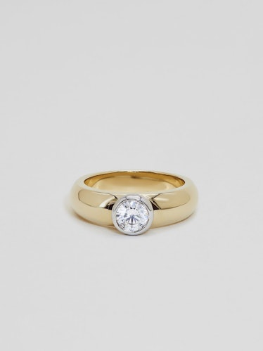 Ceremony Brier Bezel Set Round Diamond Chunky Engagement Ring