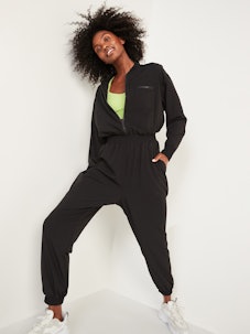 StretchTech Cropped Zip Bomber Jumpsuit 