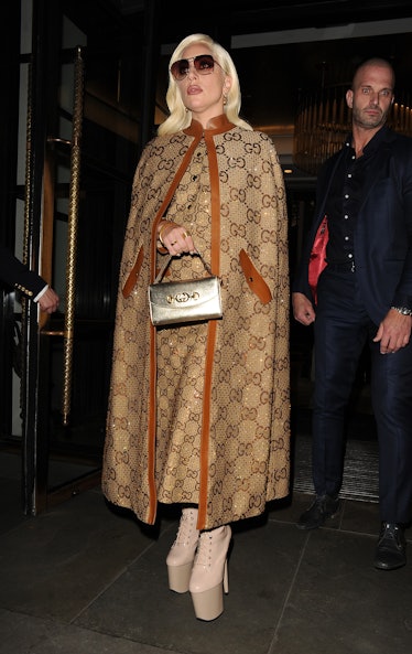 Lady Gaga is seen leaving the Corinthia hotel