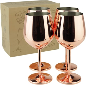 PG Rose Gold Stainless Steel Wine Glasses (Set of 4)