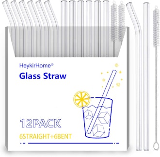 HeykirHome Reusable Glass Straw (12-Pack)