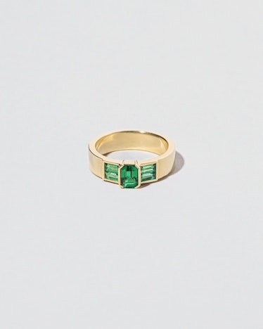 Mociun Emerald and Yellow Gold Chunky Ring