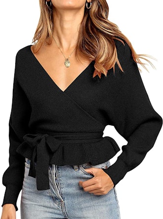 ZESICA Belted Sweater Pullover Top