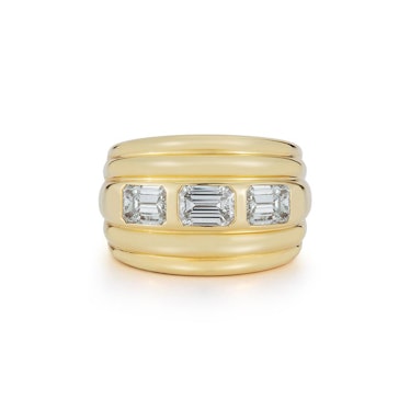 Deborah Pagani 3-Stone Diamond and Yellow Gold Chunky Engagement Ring