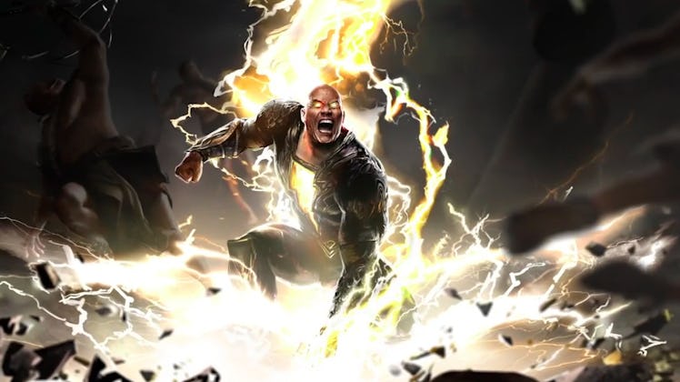 Dwayne Johnson in Black Adam concept art from a behind-the-scenes video aired during DC FanDome 2021...